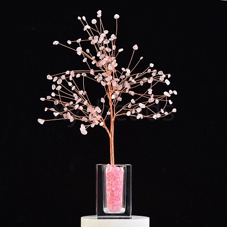 Natural Rose Quartz Chips Tree Decorations PW-WG76312-01-1