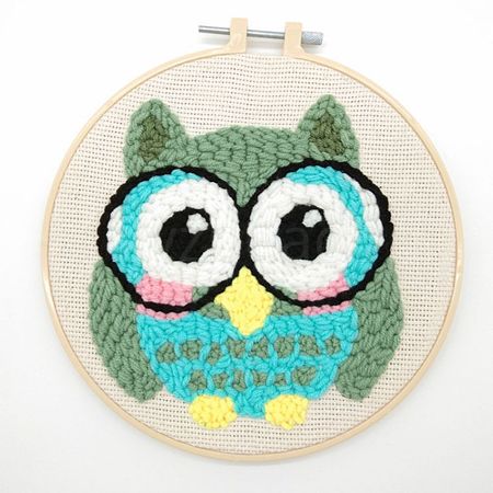 Owl Punch Embroidery Supplies Kit DIY-H155-02-1