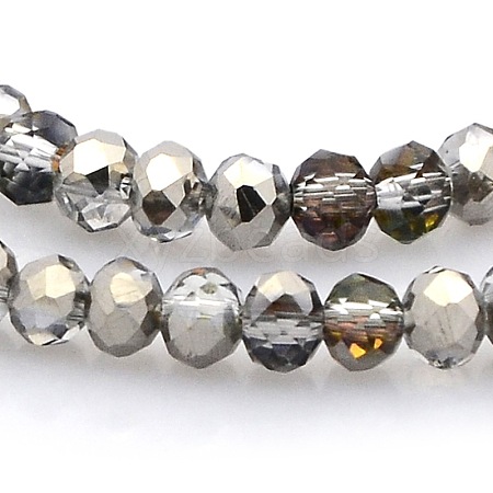 Half Plated Faceted Rondelle Glass Beads Strands GLAA-A024B-HP04-1