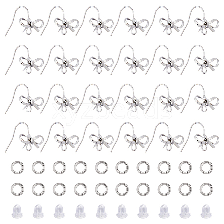 Bowknot Shape Brass Earring Hooks KK-HS0001-78P-1