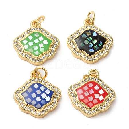 Rack Plating Brass Cubic Zirconia Pendants KK-K385-080G-1