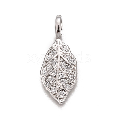 Rack Plating Brass Micro Pave Clear Cubic Zirconia Pendants KK-B056-02P-1