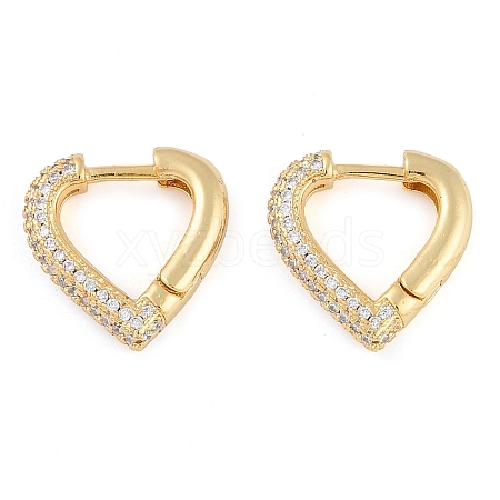 Brass Pave Clear Cubic Zirconia Hoop Earrings for Women EJEW-S225-11G-02-1