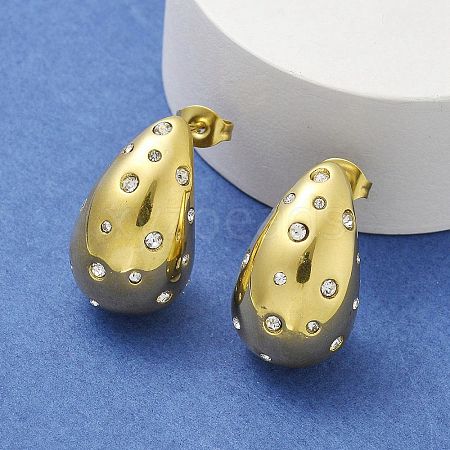 304 Stainless Steel Teardrop Stud Earrings EJEW-B108-05G-A-1