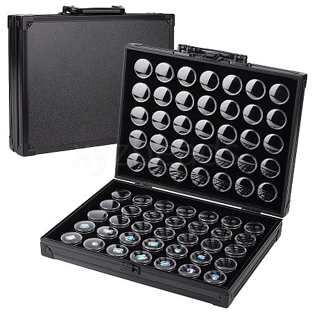 Rectangle Black Aluminum Alloy Organizer Handled Boxes CON-WH0089-254B-1