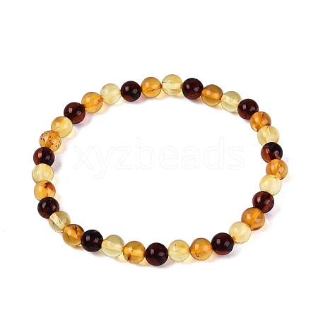 Natural Amber Beaded Stretch Bracelets BJEW-N041-04C-02-1