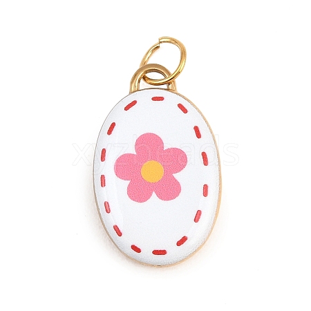 304 Stainless Steel Enamel Pendants STAS-B138-04G-1