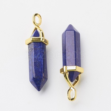 Natural Lapis Lazuli Double Terminated Pointed Pendants G-G902-B02-1