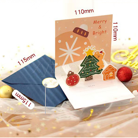Christmas Theme 1Pc Paper Envelope and 1Pc 3D Pop Up Greeting Card Set SCRA-PW0007-69E-1