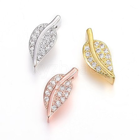 Brass Micro Pave Cubic Zirconia Slide Charms ZIRC-G147-16-NR-1