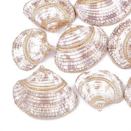 Electroplate Sea Shell Pendants X-SSHEL-S262-28-1