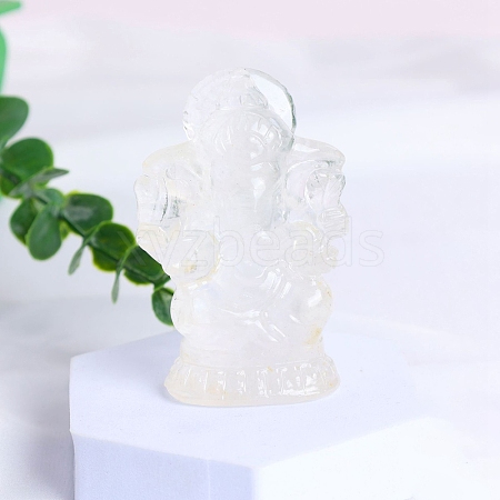 Ganesha Natural Quartz Crystal Healing Figurines PW-WG31949-02-1
