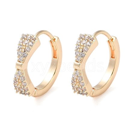 Brass Micro Pave Clear Cubic Zirconia Hoop Earrings LS-EJEW-S234-03G-1