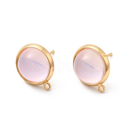 Brass Glass Stud Earrings KK-F916-04G-1