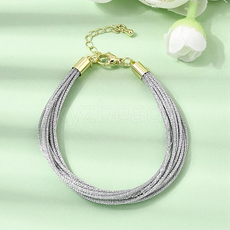 Polyester Metallic Braided Multi-strand Cord Bracelet for Bracelet Making BJEW-H642-02G-08-1