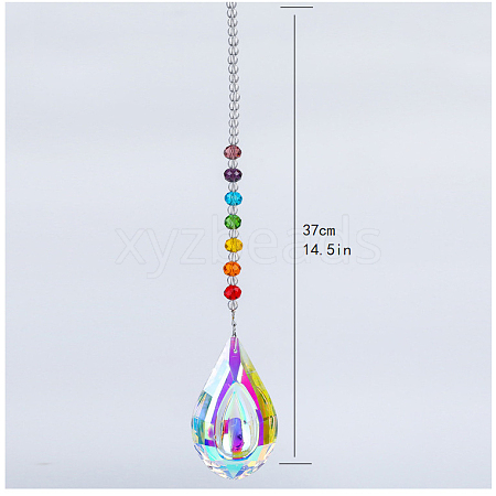 Chakra Theme K9 Crystal Glass Big Pendant Decorations HJEW-PW0001-019D-01-1