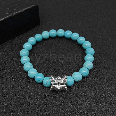 Synthetic Turquoise Stretch Bracelets for Women Men IS4293-9-1