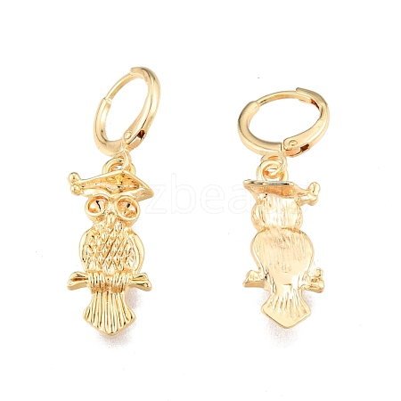 Brass Owl Dangle Leverback Earrings Findings KK-N216-551-1