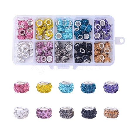 Polymer Clay Rhinestone European Beads CPDL-JP0001-01-1