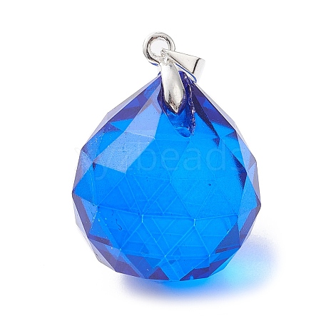 Faceted Teardrop Transparent Glass Pendant PALLOY-JF02348-02-1