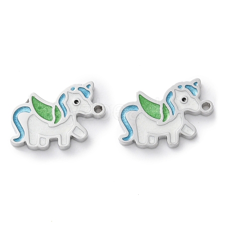 304 Stainless Steel Enamel Charms STAS-M102-15P-02-1