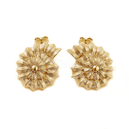 Shell Shape Brass Stud Earrings EJEW-Q811-25G-1