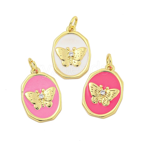 Rack Plating Brass Enamel Pendants KK-U021-17-G-1