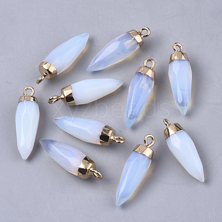 Top Golden Plated Opalite Pointed Pendants G-S359-078G-1