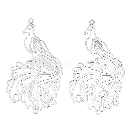 Tarnish Resistant 201 Stainless Steel Filigree Big Pendants STAS-S118-015P-1