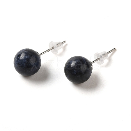 Natural Lapis Lazuli Stud Earrings X-G-B075-02P-08-1