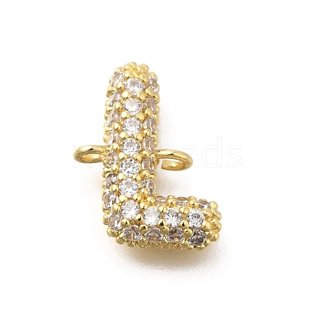 Brass Micro Pave Cubic Zirconia Letter Links X-KK-I717-04L-1