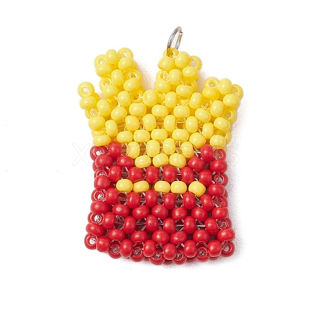 Glass Seed Beaded Fried Chip Pendants PALLOY-MZ00536-1