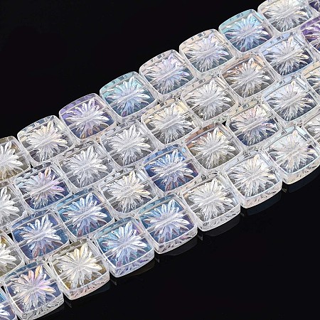 Electroplate Transparent Glass Beads Strands EGLA-N017-03A-1