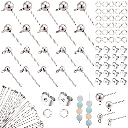 304 Stainless Steel Ball Post Stud Earring Findings & Flat Head Pins & Ball Head Pins & Eye Pin & Jump Rings STAS-BBC0010-38P-1