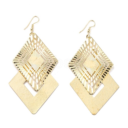 Big Double Rhombus Dangle Earrings for Girl Women EJEW-I258-03G-1