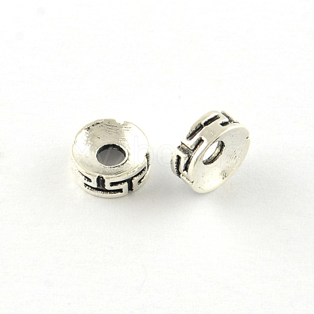 Flat Round Tibetan Style Alloy Spacers Beads TIBEB-Q066-06AS-LF-1