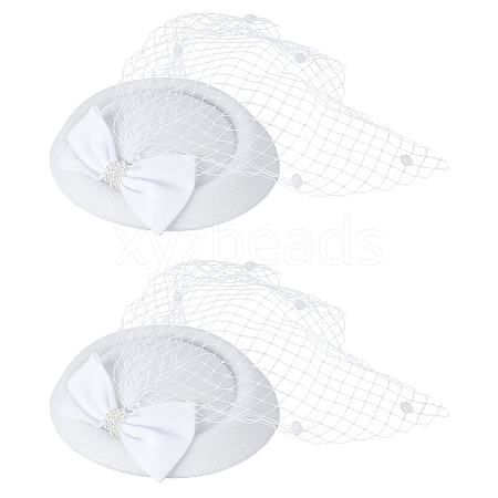 Bowknot Wool Felt Fascinators Pillbox Hat with Iron Alligator Hair Clips LS-MRMJ-WH0077-113A-1