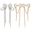 ANATTASOUL 2 Pairs 2 Style Crystal Rhinestone Bowknot Dangle Stud Earrings EJEW-AN0002-31-1