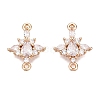 Brass Pave Clear Cubic Zirconia Connector Charms KK-G462-04G-1