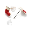 Christmas Theme Brass Stud Earrings EJEW-D062-01J-S-2