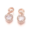 Brass Micro Pave Cubic Zirconia European Dangle Charms X-ZIRC-E163-18RG-2