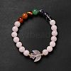 Moon and Star Natural Rose Quartz & Mixed Gemstone Beaded Bracelets for Women G-G997-B05-3