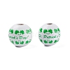 Saint Patrick's Day Theme Spray Painted Natural Wood Beads WOOD-C010-03-2