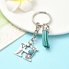 Alloy with Resin Imitation Synthetic Turquoise Keychain KEYC-YW00087-08-1