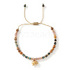 Adjustable Natural Picture Jasper & African Turquoise(Jasper) & Strawberry Quartz Beads Braided Bead Bracelets SX3776-5