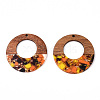 Transparent Resin & Walnut Wood Pendants RESI-TAC0017-74-A03-2