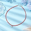 Glass Seed Beaded Alloy Heart with Wing Pendant Necklaces for Women NJEW-JN05008-2