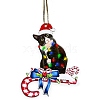 Christmas Cat Shape Acrylic Pendant Decoration HJEW-E007-01G-06-1