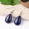 Natural Dyed Lapis Lazuli Teardrop Dangle Earrings EJEW-J089-09-1