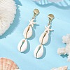 Alloy & Natural Shell & Synthetic turquoise Beaded Dangle Stud Earrings EJEW-JE06266-02-1